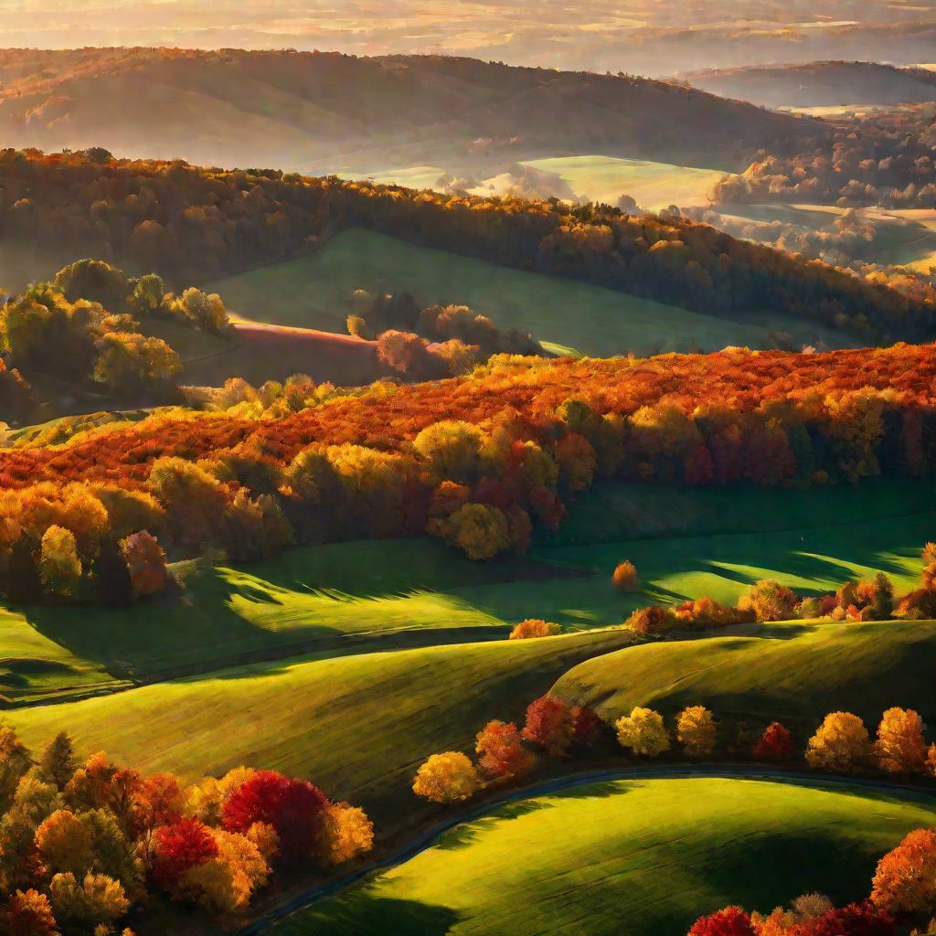 Осенний пейзаж с холмами