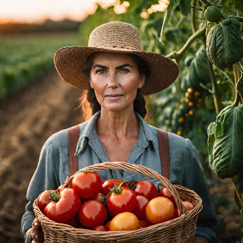 Портрет фермерши с овощами