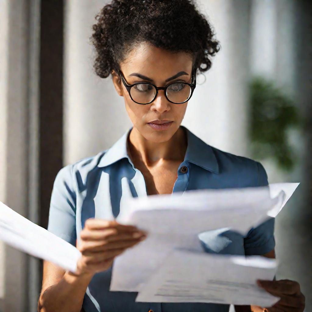 Бухгалтер внимательно изучает инвентаризационную опись