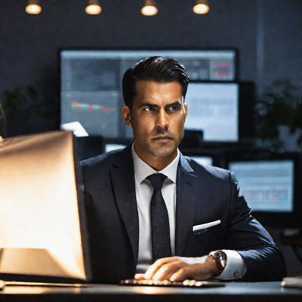 Портрет мужчины за компьютером