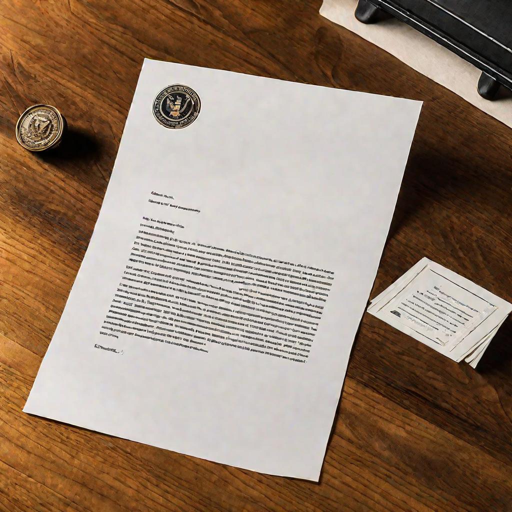 Открытое официальное письмо на столе