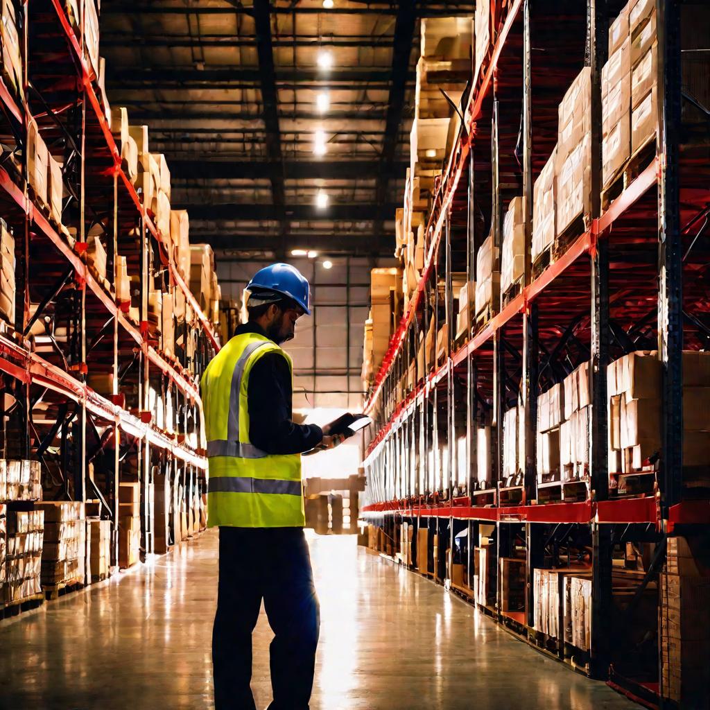 Рабочие сканируют штрихкоды на складе во время инвентаризации