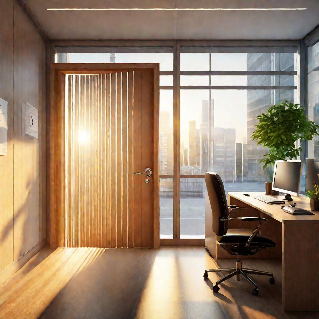 Пустой офис и открытая дверь утром