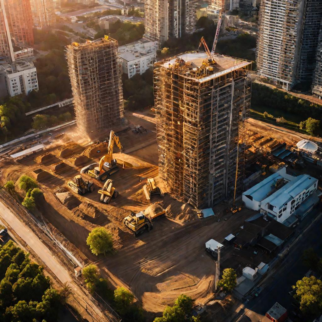 Вид строительной площадки с высоты