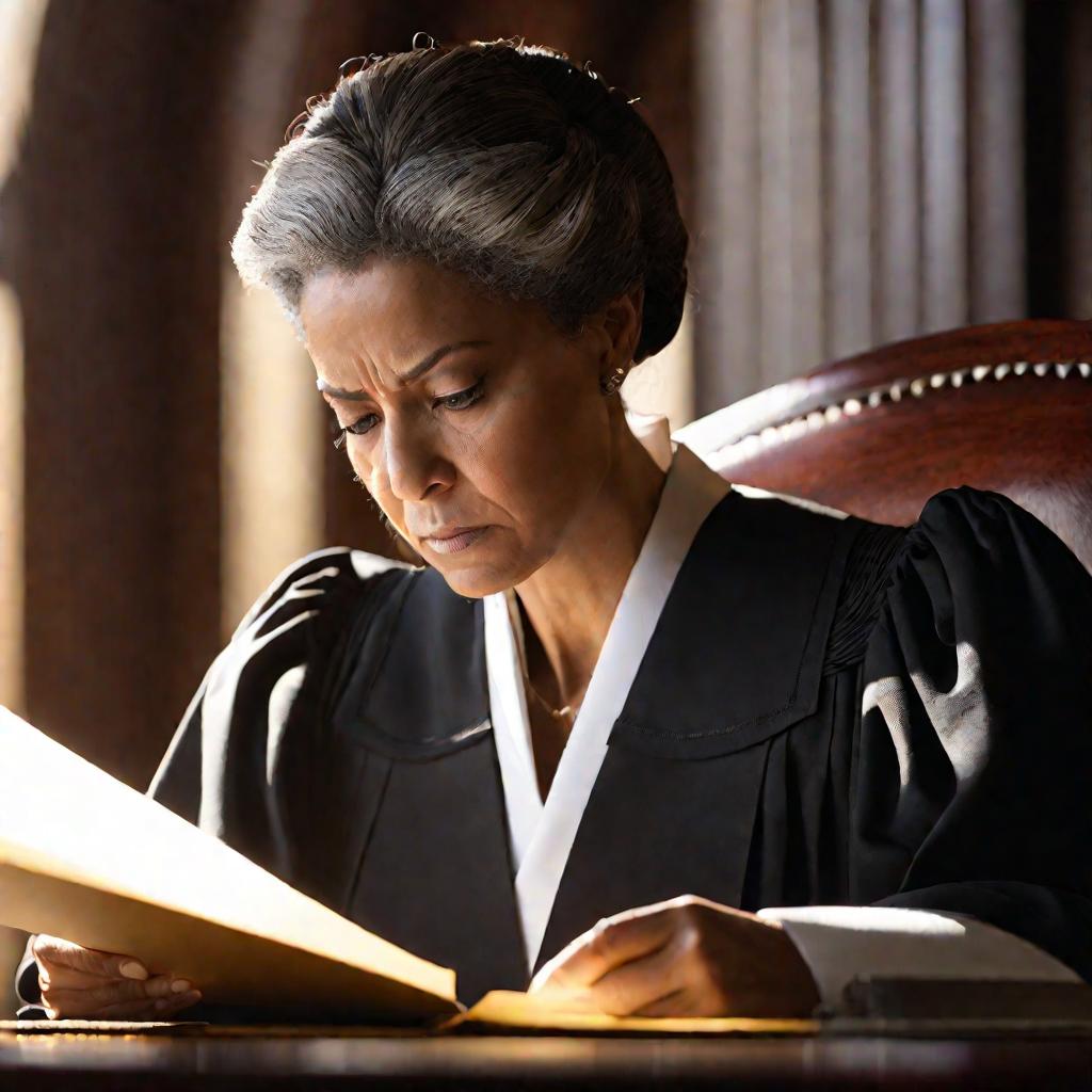 Судья, изучающая документы