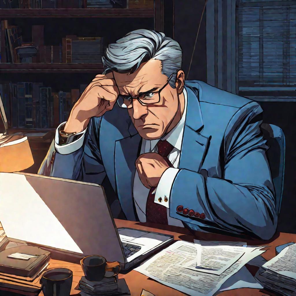 Мужчина за столом с бумагами