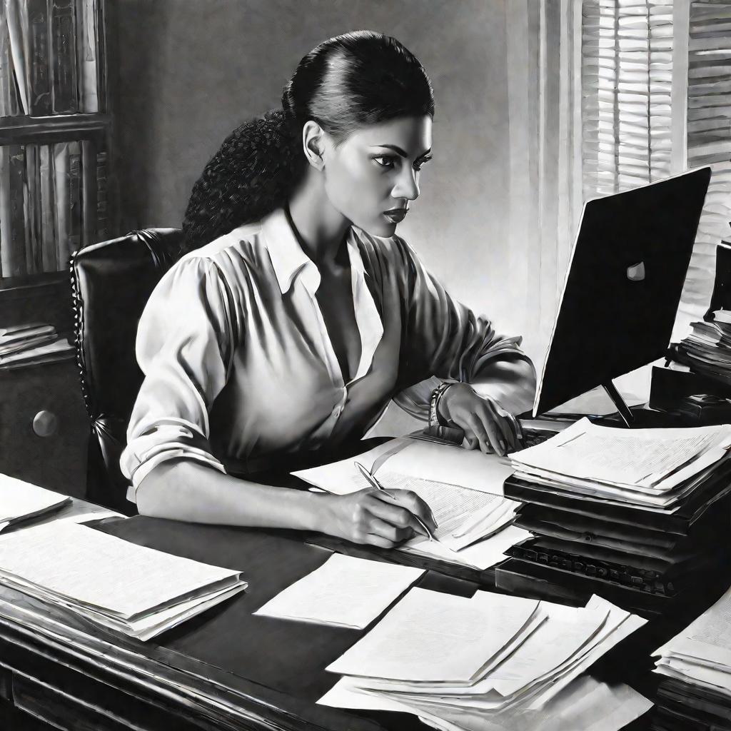 Женщина пишет важное письмо за ноутбуком