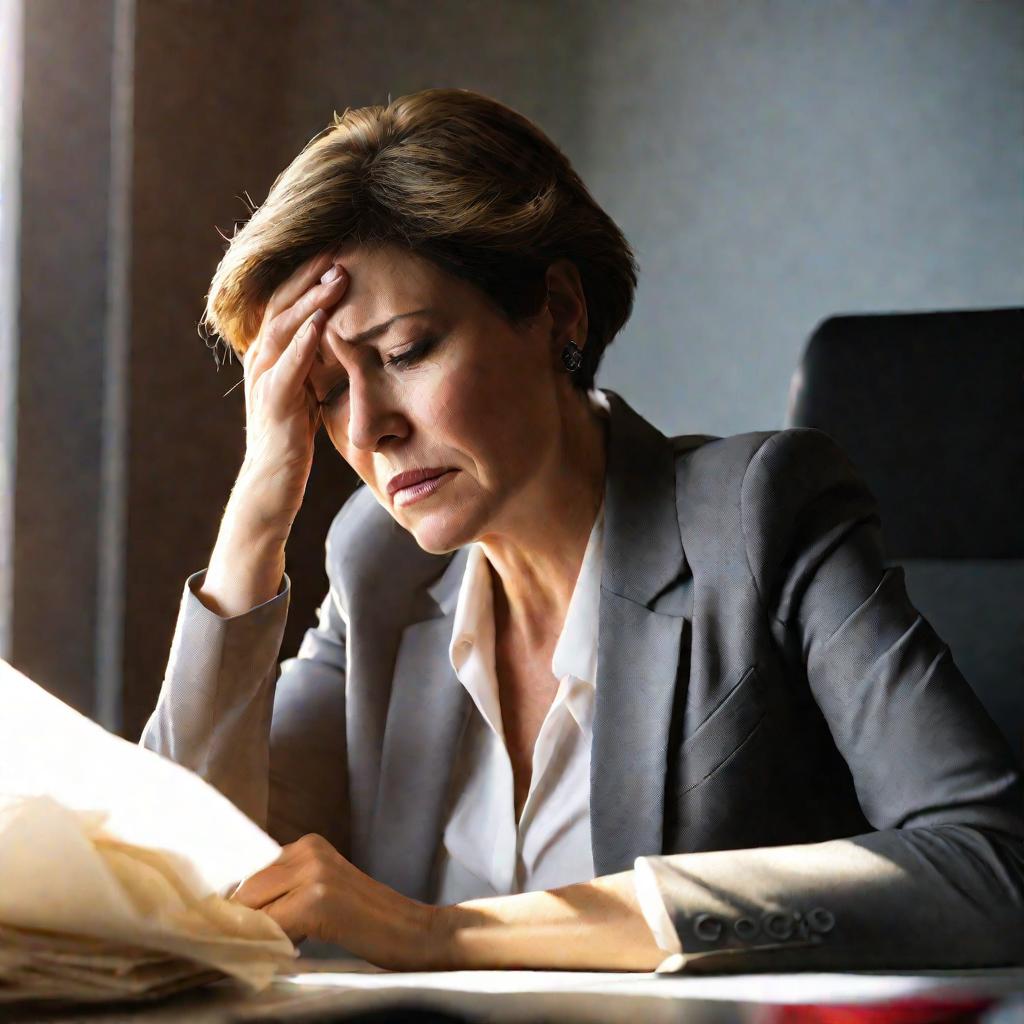 Портрет плачущей женщины в офисе