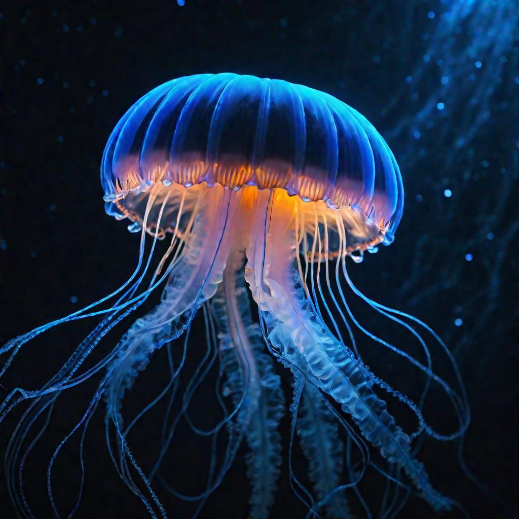 Светящийся медуза под водой