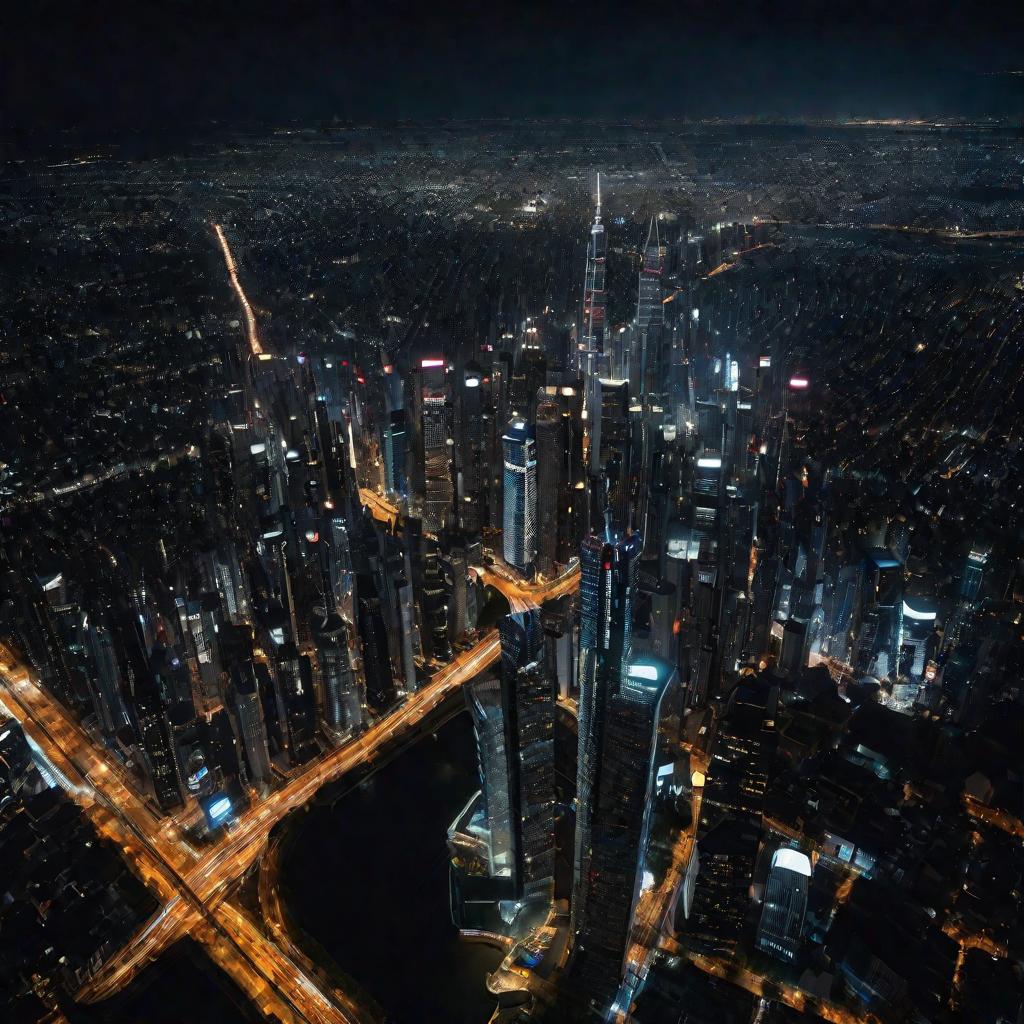 Ночной вид города с высоты