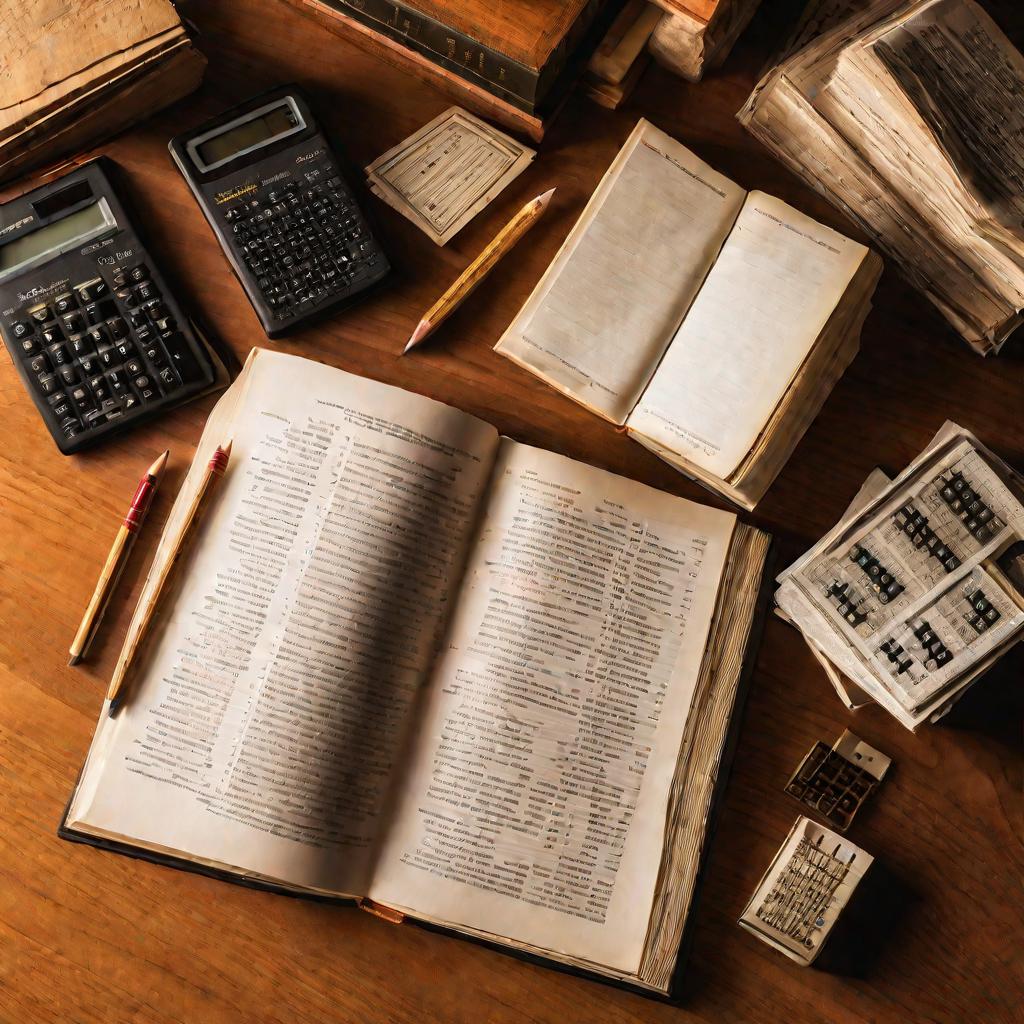 Таблица с цифрами в открытой книге на столе