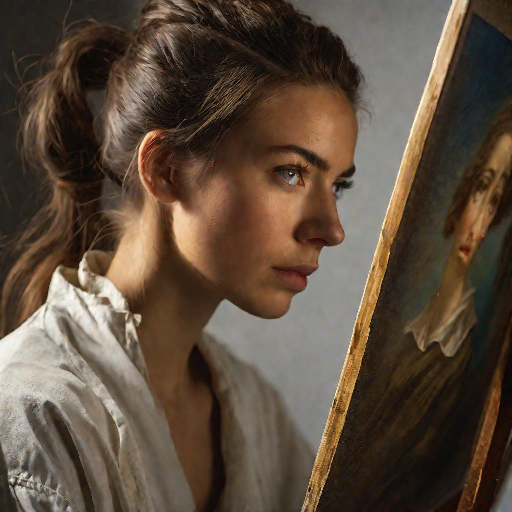 Портрет реставратора, изучающей картину