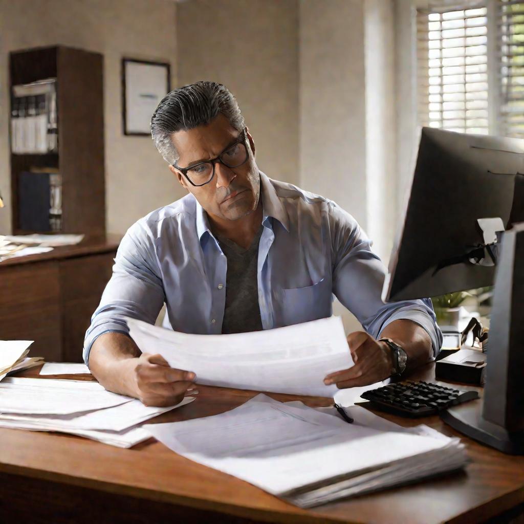 Бухгалтер проверяет финансовые документы