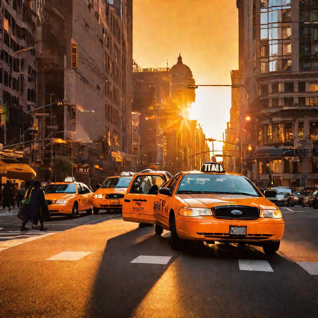 Городское такси на закате