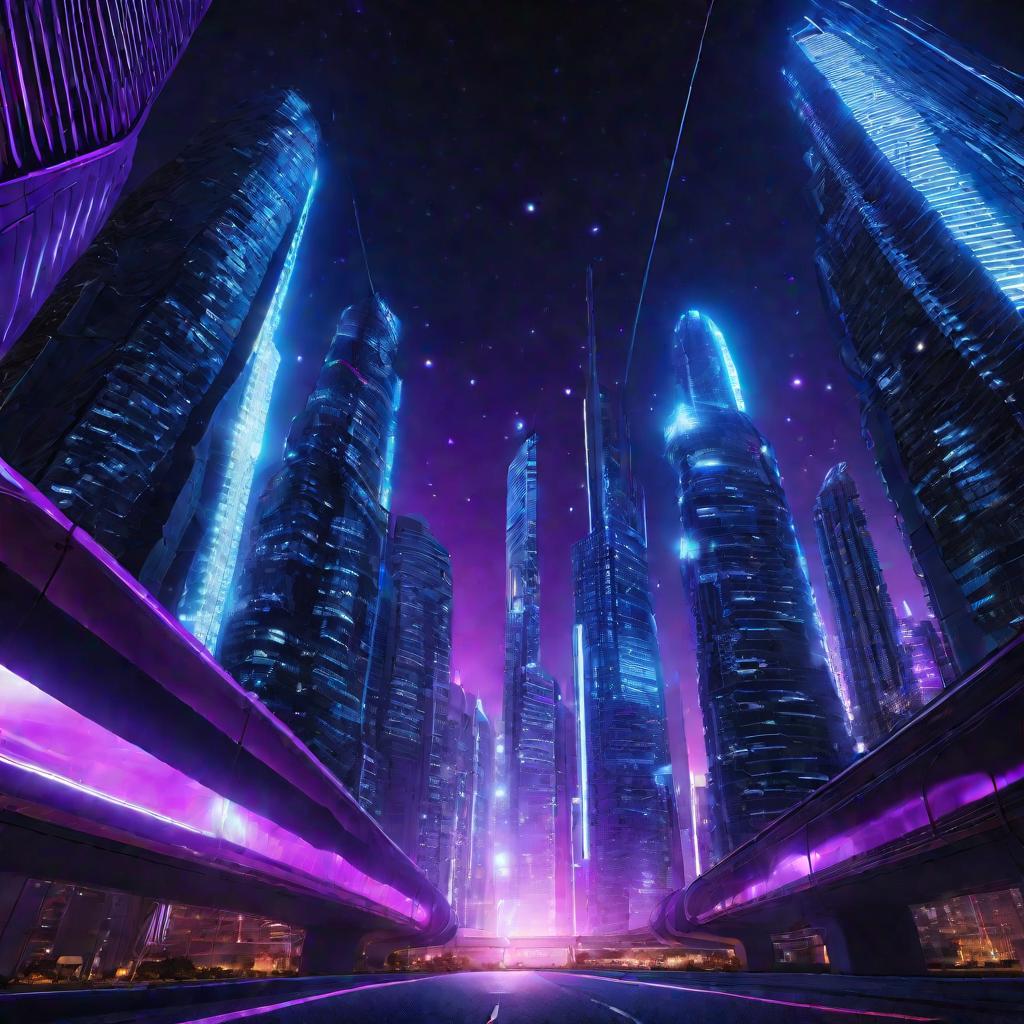 Ночной город c небоскребами