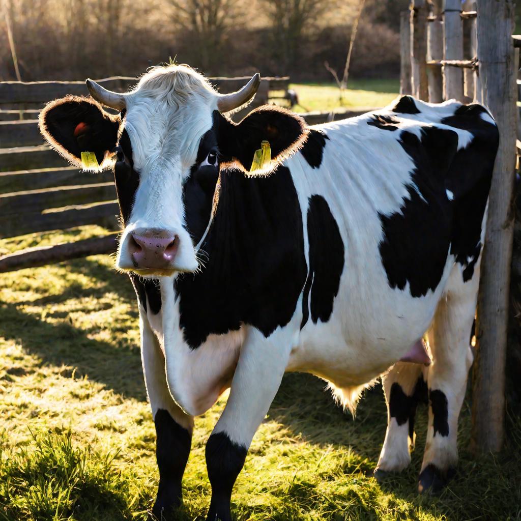 Корова в загоне на солнце