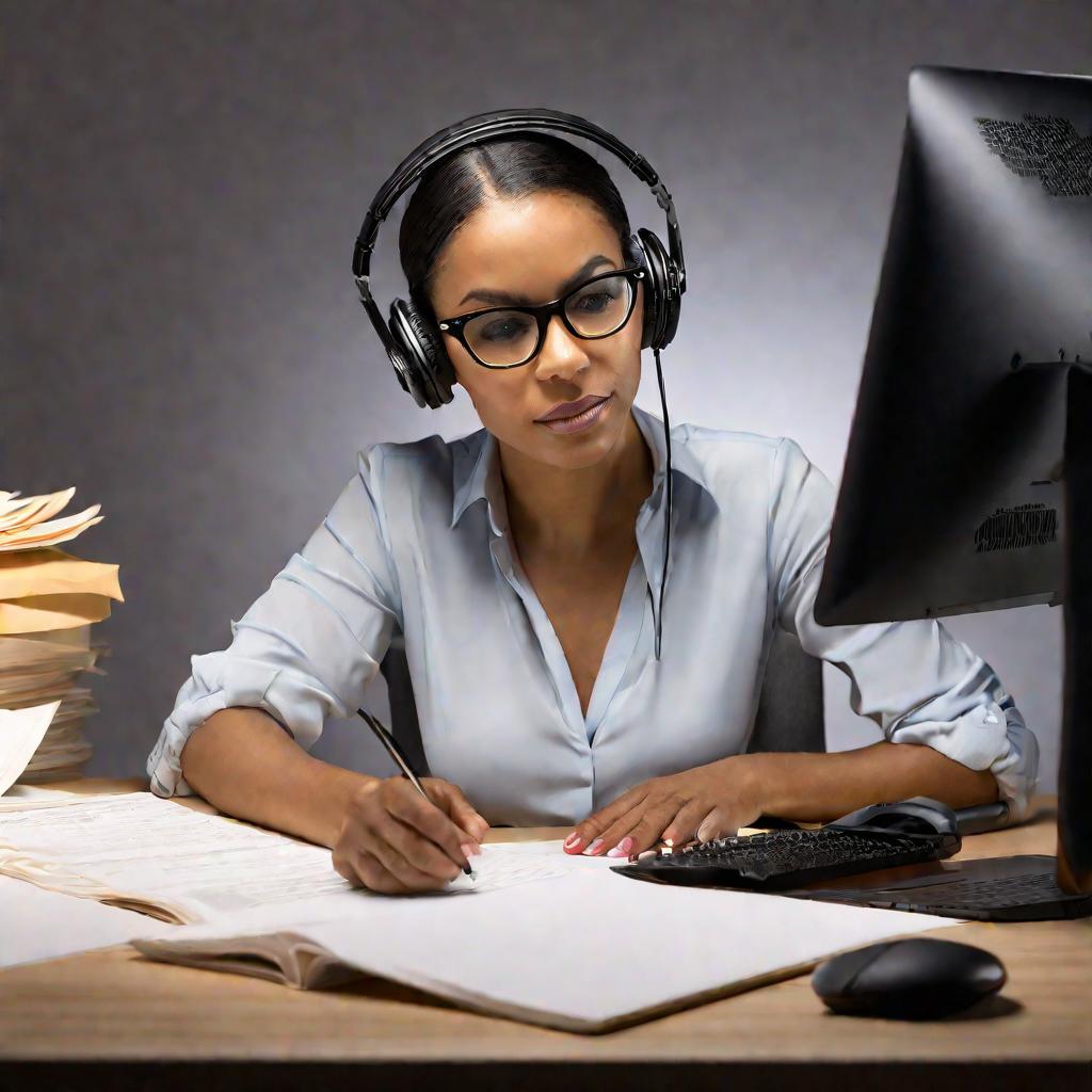 Портрет женщины-бухгалтера за работой