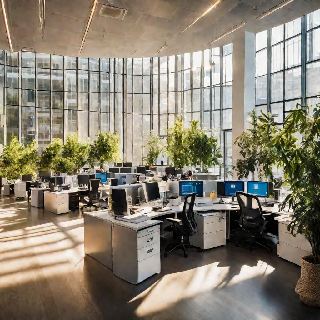 Офис бухгалтерии с утренним освещением