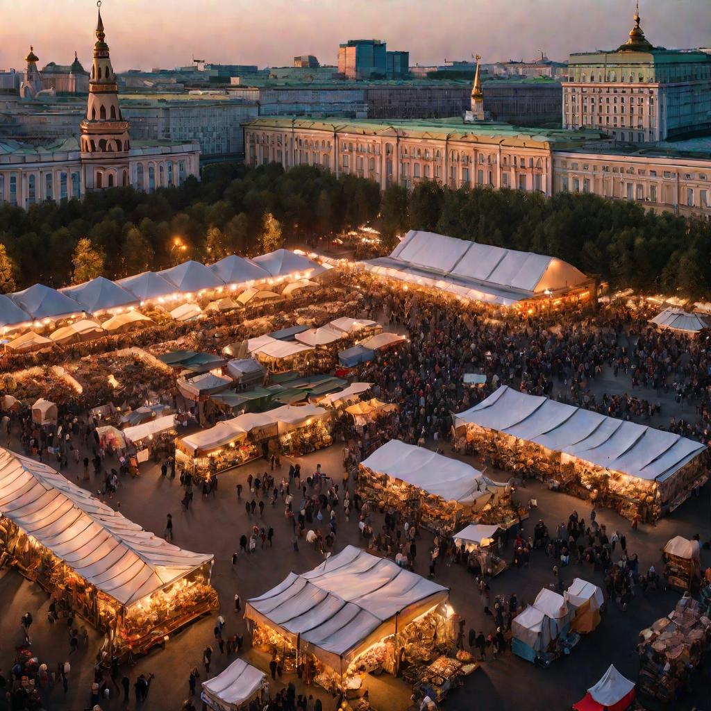 Вид сверху на блошиного рынка в Москве