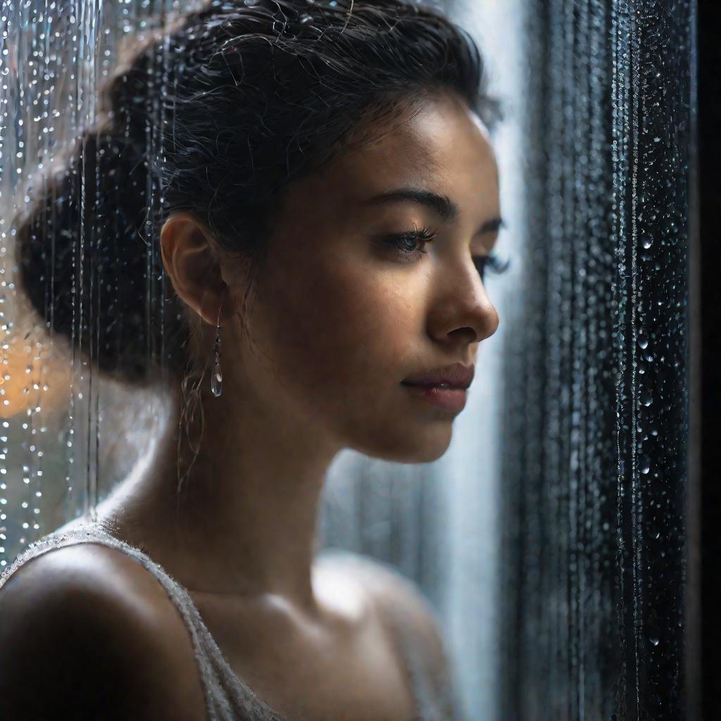 Девушка смотрит в окно