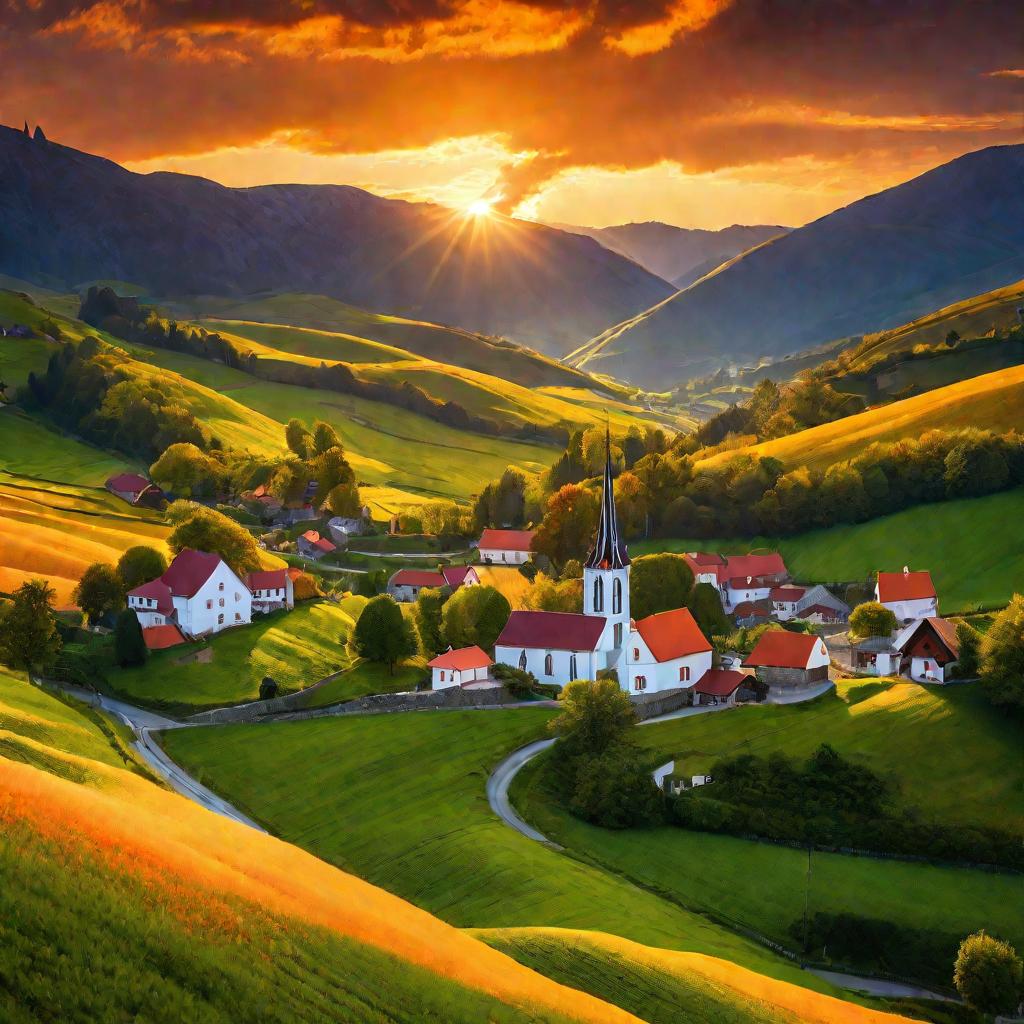 Закат над горной деревней