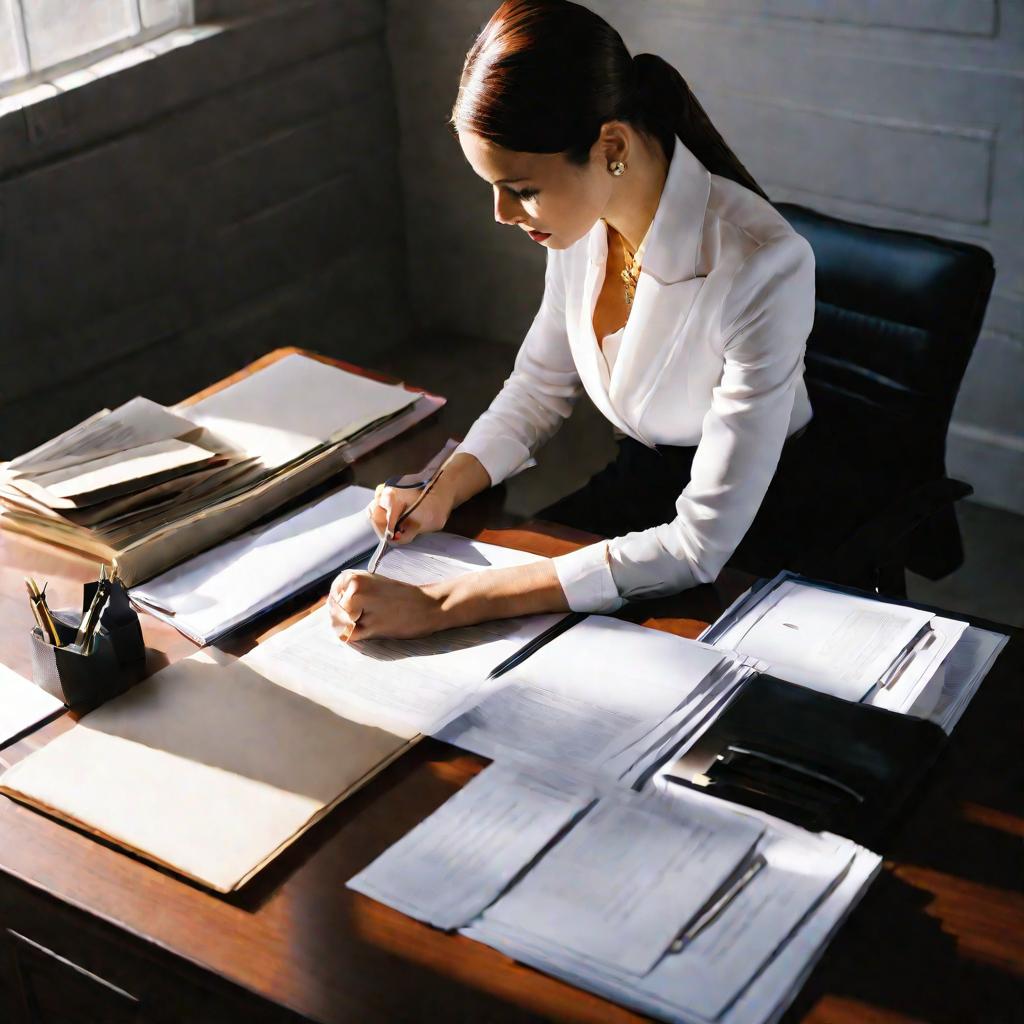 Женщина заполняет документы