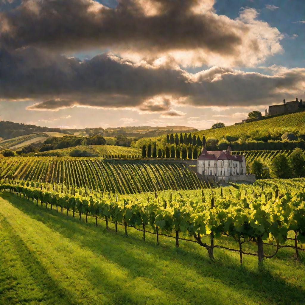 Виноградник на фоне особняка