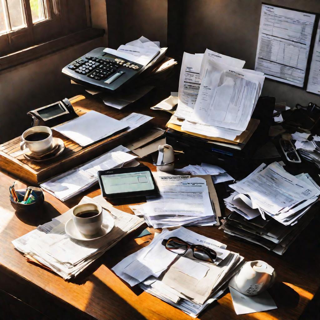 Беспорядок на рабочем столе с документами