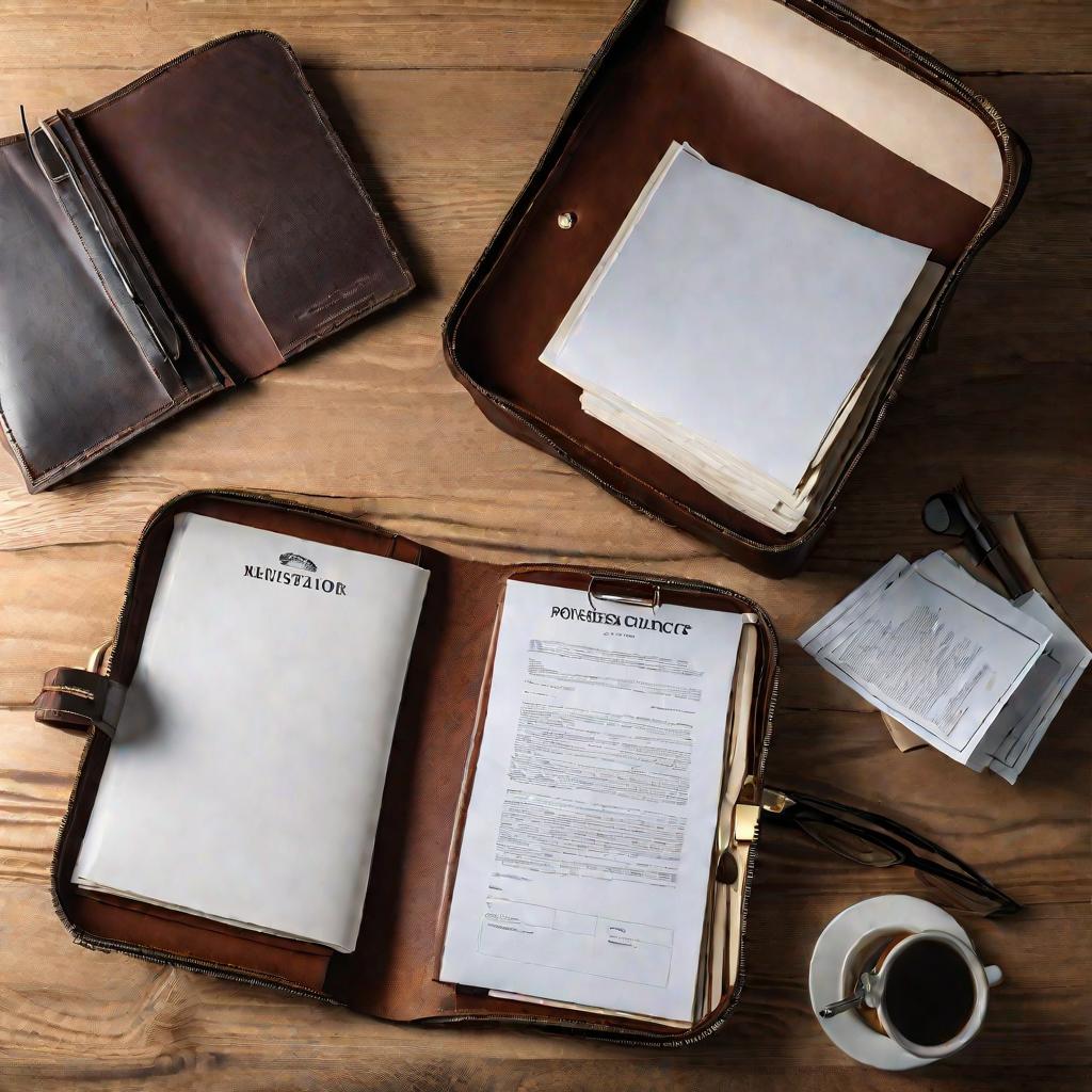 Папка с договорами и документами на столе