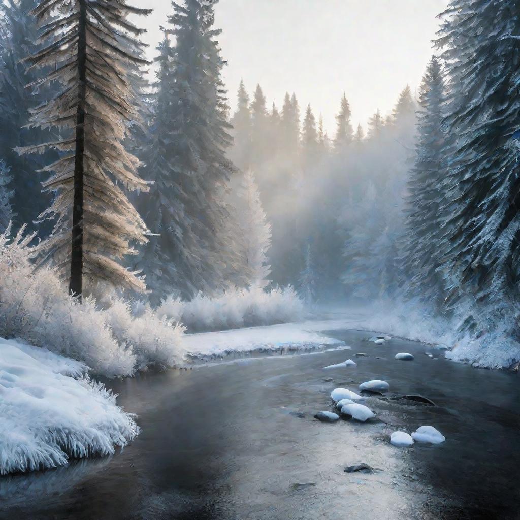 Заснеженный лес зимой