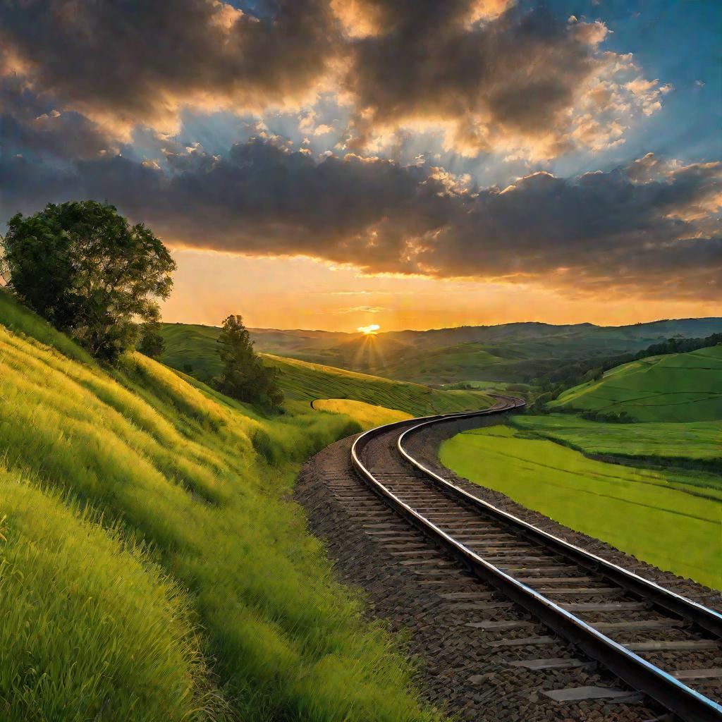 Железная дорога на фоне полей