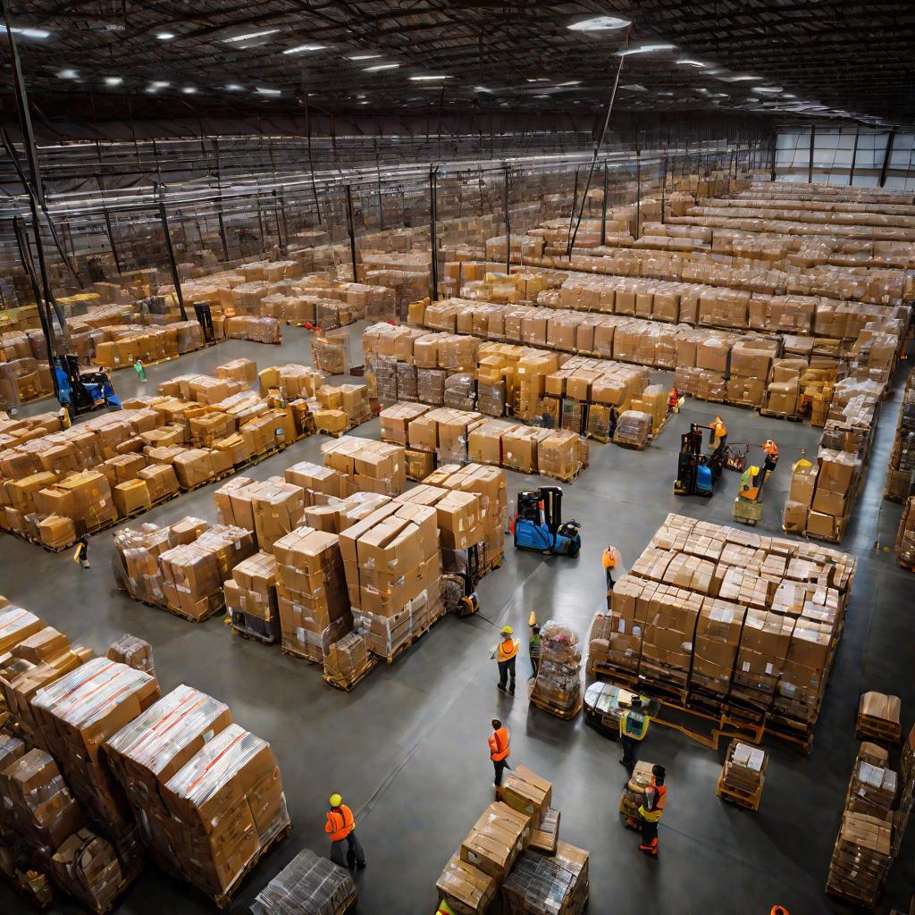 Вид сверху на работу на складе