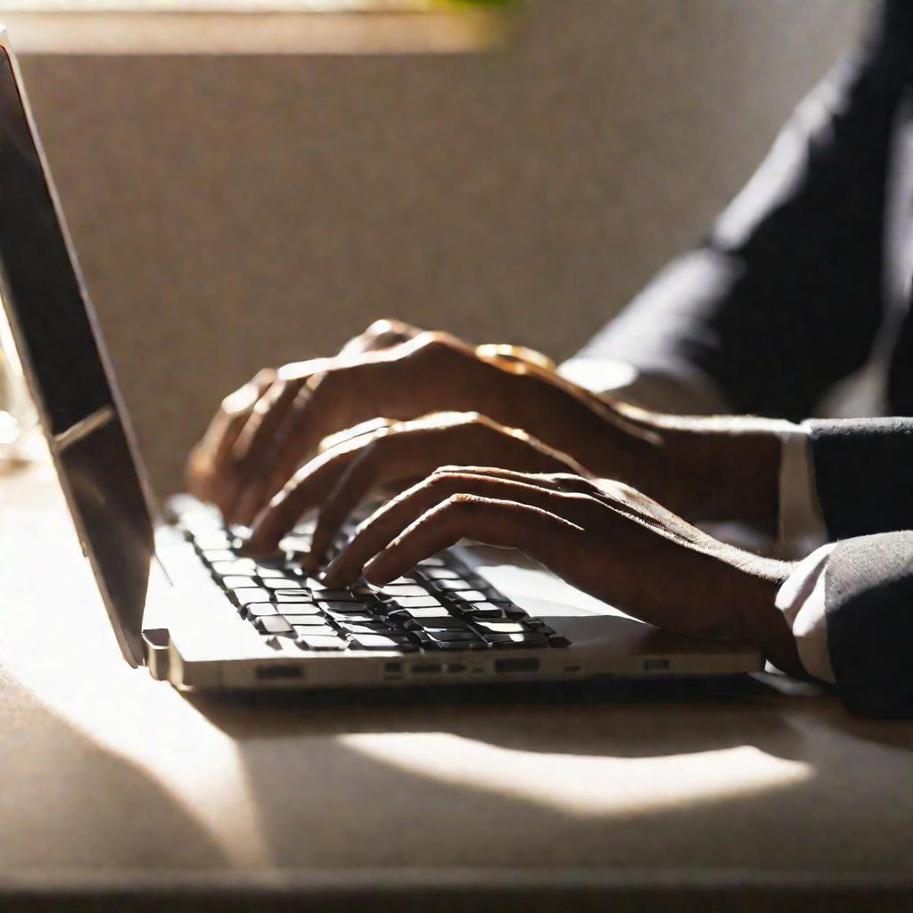 Руки печатают на ноутбуке