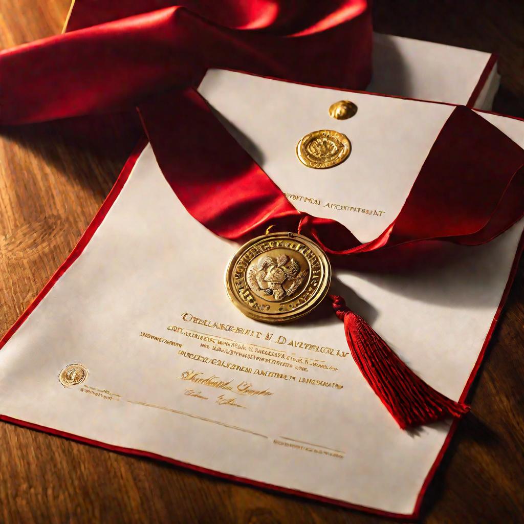 Красный диплом на столе