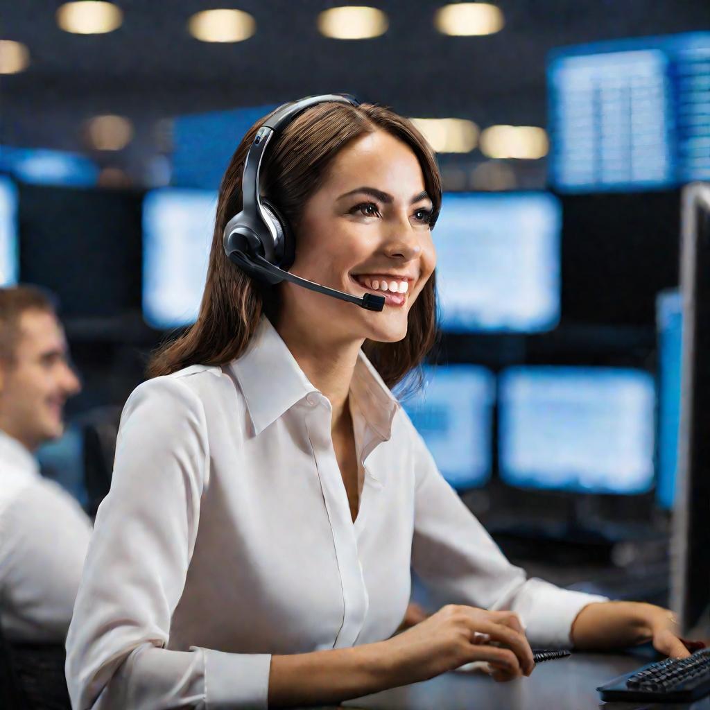 Портрет женщины-сотрудницы Альфа-Банка за столом.