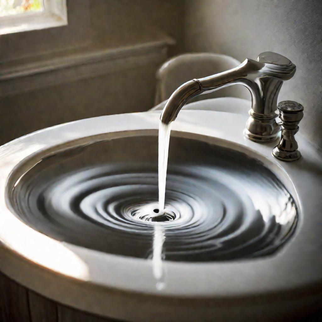 Водоворот воды в раковине