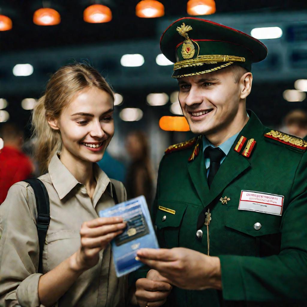 Паспортный контроль улыбающейся российской туристки дружелюбным белорусским пограничником на КПП