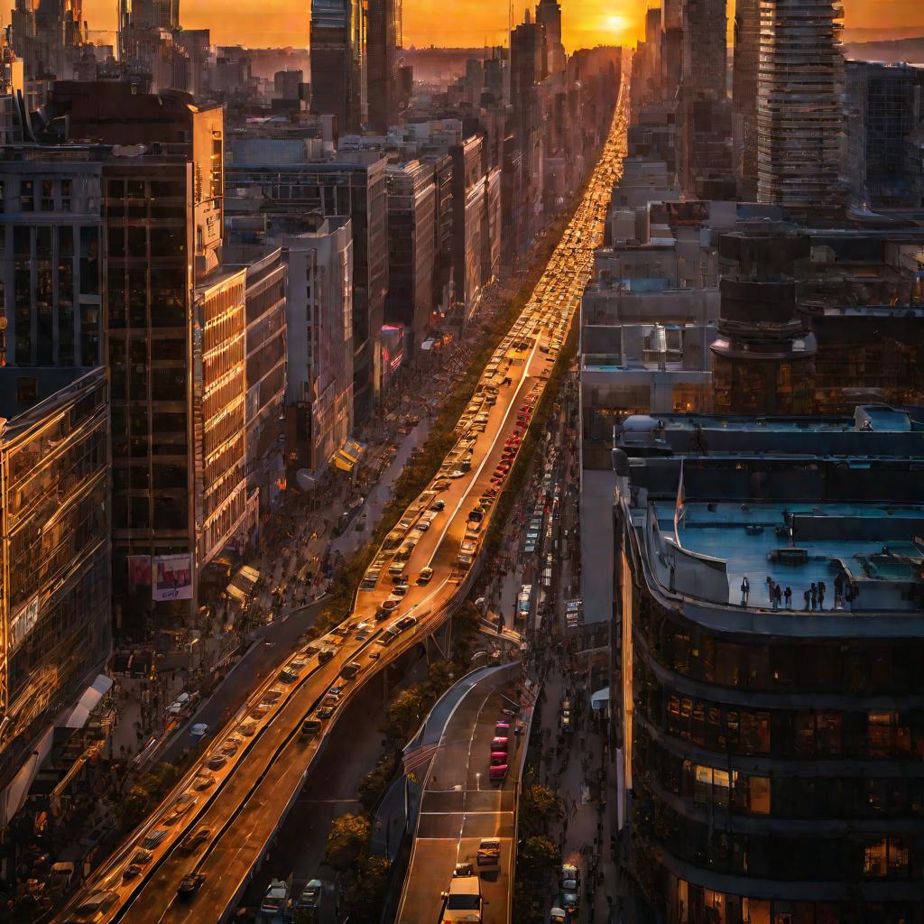 Закат в городе