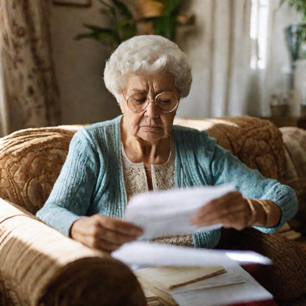 Пожилая женщина с письмом из налоговой