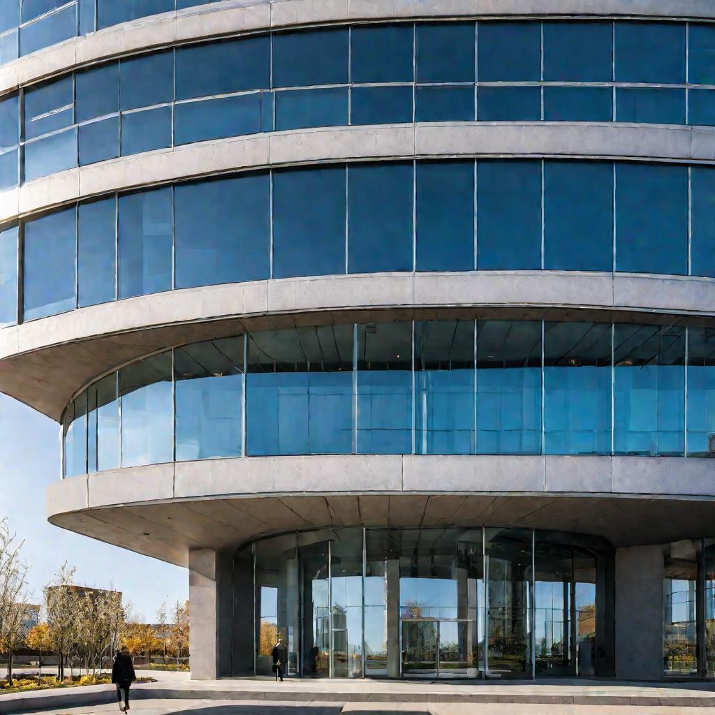 Вид офисного здания днем