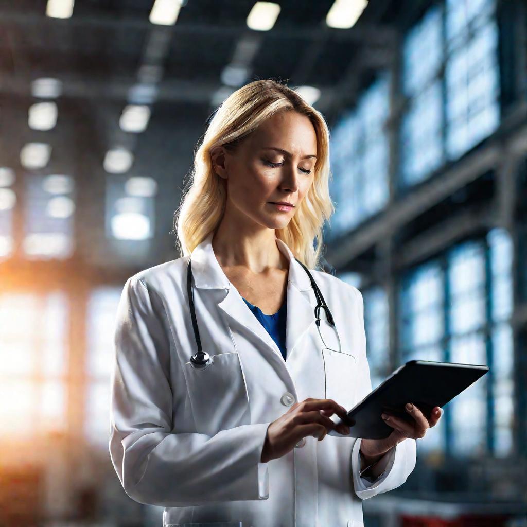 Портрет женщины-технолога с планшетом