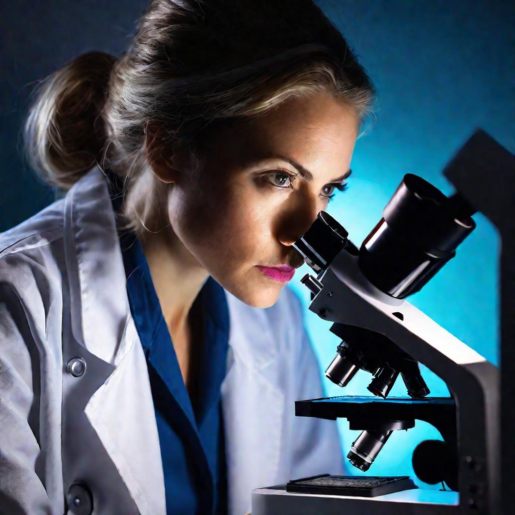 Эксперт проводит исследование образцов