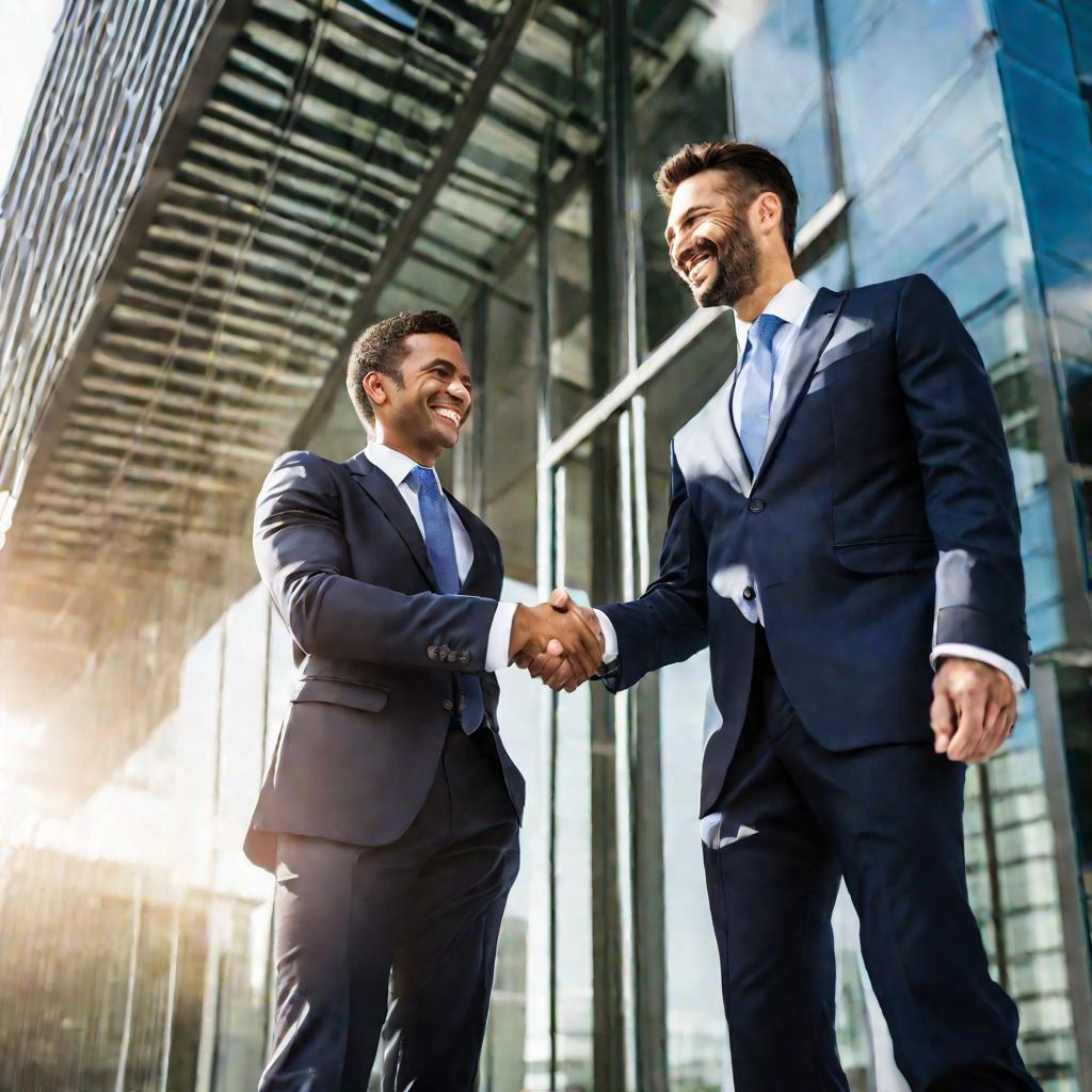 Портрет рукопожатия деловых партнеров