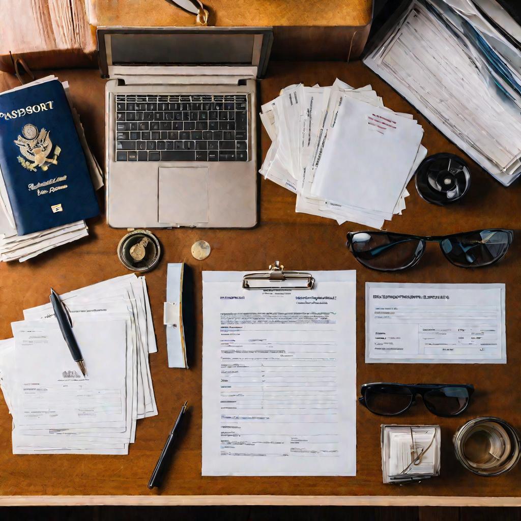 На столе лежат разные документы