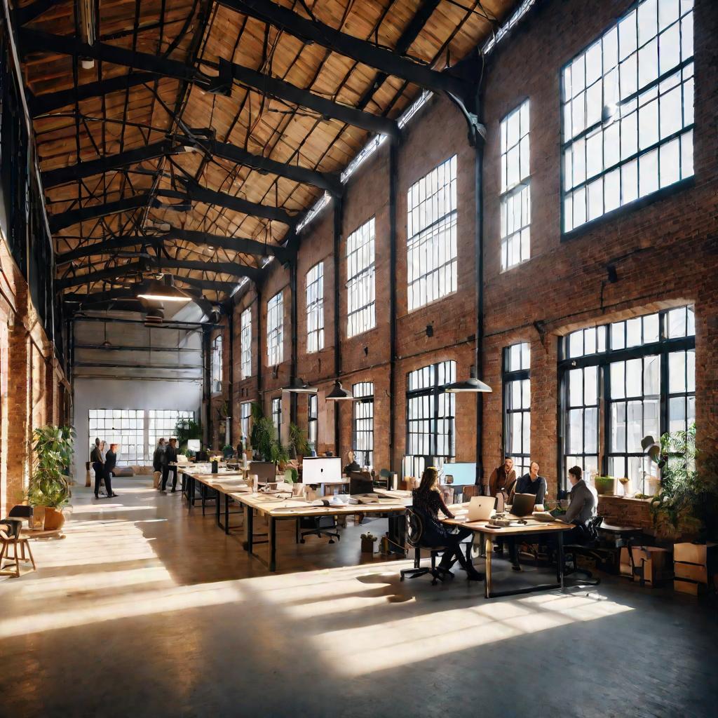 Современный офис в промышленном стиле.