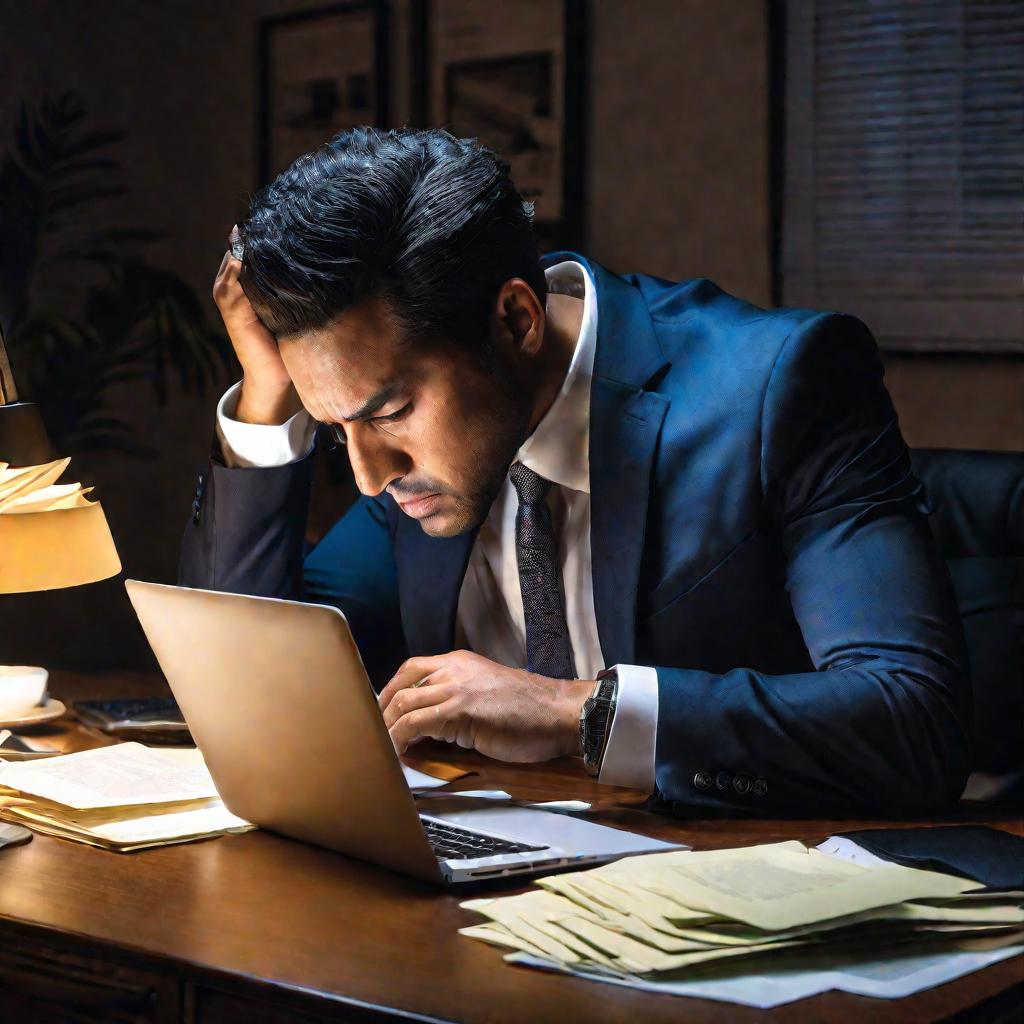 Портрет мужчины, срочно оформляющего документы