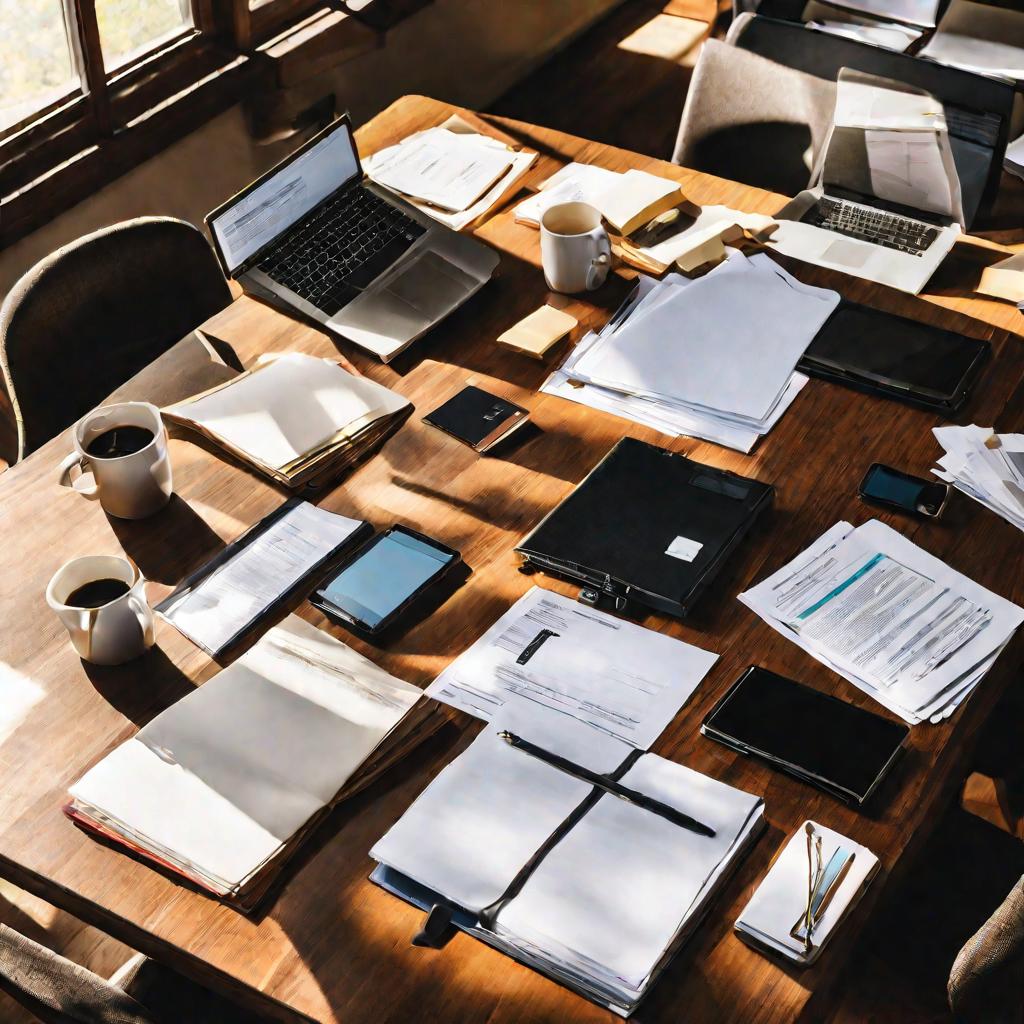 Документы и папки на столе