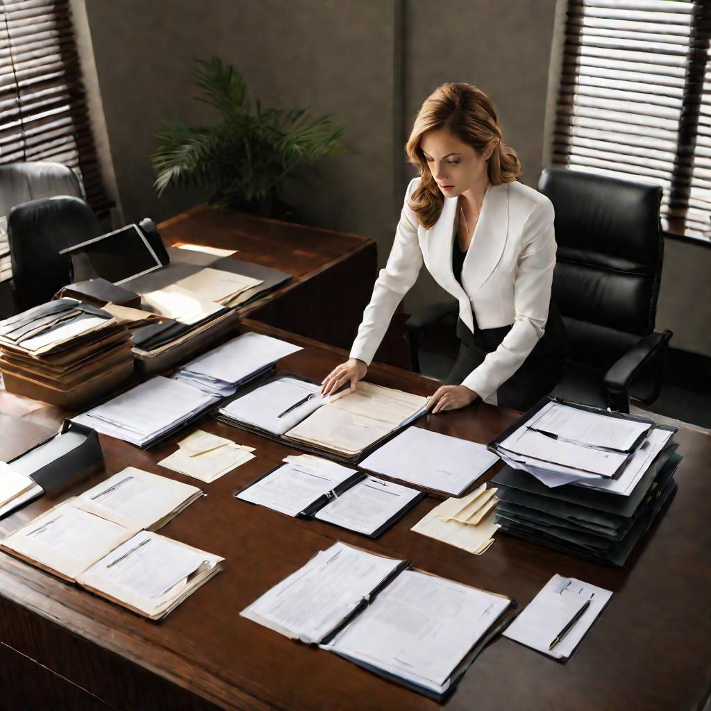 Женщина-кадровик в офисе вносит изменения в кадровые документы работников