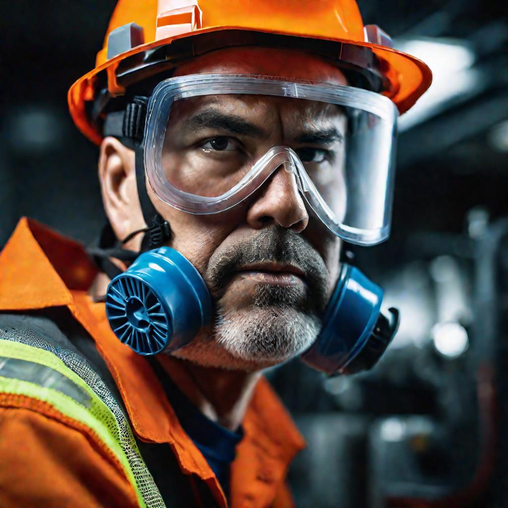 Рабочий в средствах защиты