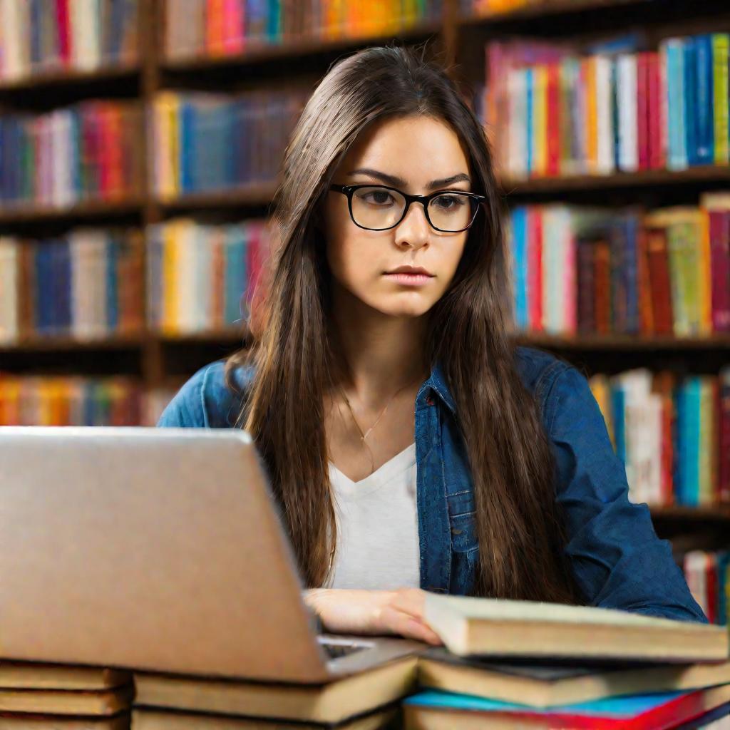 Студентка в библиотеке